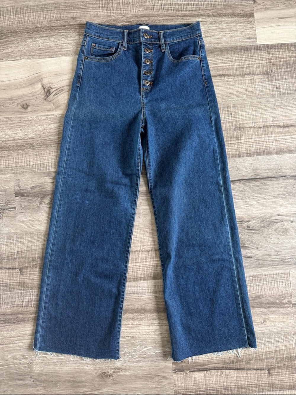 Sneak Peek Dark Blue High-Rise Wide Leg Jeans